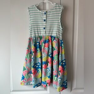 Mini Boden Girls Sea Life 100% Cotton Striped Dress Multicolored (Size 8-9)